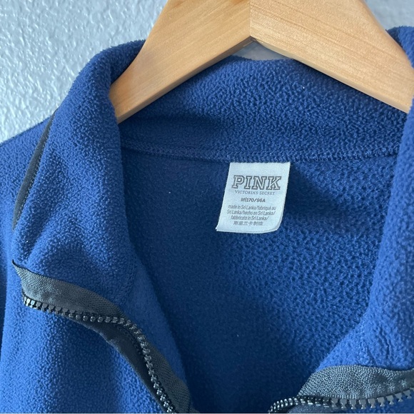 Victoria's Secret PINK Navy Blue Quarter-Zip Fleece Sweater Women's Size Medium - Picture 5 of 5